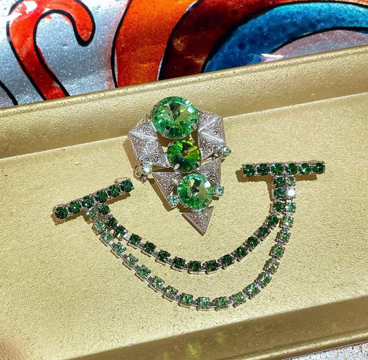 【ドイツ買付】ヴィンテージ SEIBOTH リヴォリガラス ブローチ/Vintage SEIBOTH Rivoli Glass Brooch